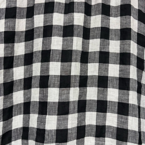 Karen Kane Black and White Check Cuffed Sleeve Button Down Shirt Size M Linen - Picture 6 of 13